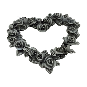 Polyresinový šedý věnec z růží, 14 x 13 cm