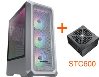 COUGAR PC skříň ARCHON 2 Mesh RGB White Mid Tower Mesh Front Panel 3 x ARGB Fans 3mm TG Left Panel + COUGAR PSU STC600 COUGAR PC skříň ARCHON 2 Mesh RGB White Mid Tower Mesh Front Panel 3 x ARGB Fans 3mm TG Left Panel + COUGAR PSU STC600