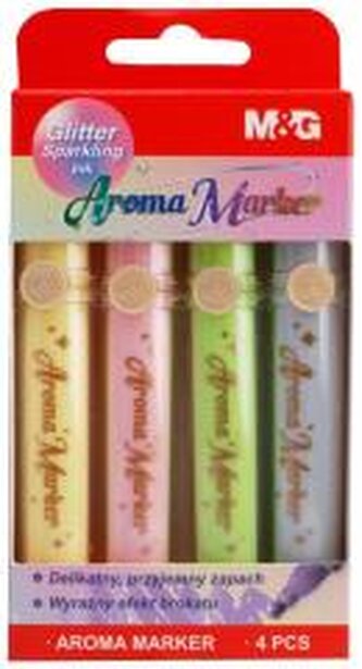 Markery zapachowe brokatowe 4 kolory mix M&G;