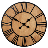 Hodiny nástěnné, z kovu a MDF s jasanovou dýhou.