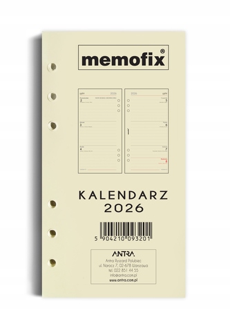 Wkład kalendarzowy 2026 B6 tygodniowy memofix