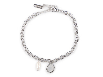 Náramek z nerezové oceli perleť, perla - 1 ks - platina