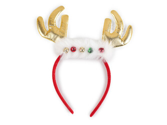 Čelenka do vlasů sob s rolničkami, vánoční /  párty - 1 ks - 2 zlatá