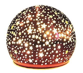 Svítící skleněná koule s hvězdičkami – vínová, ø 10 cm, teplá bílá, 10 LED, časovač Svítící skleněná koule s hvězdičkami – vínová, ø 10 cm, teplá bílá, 10 LED, časovač