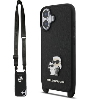 Karl Lagerfeld Saffiano Crossbody Popruh Metal Karl and Choupette kryt iPhone 17 černý