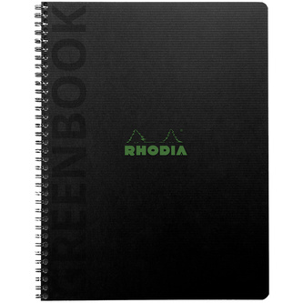 Clairefontaine, Zápisník s pevnými deskami Rhodia Greenbook, A5+, 80 listů, linkovaný, černá