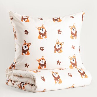 Pościel | CORGI | z mikrofibry w pieski Corgi | 220x200 + 2*70x80 cm | 756047
