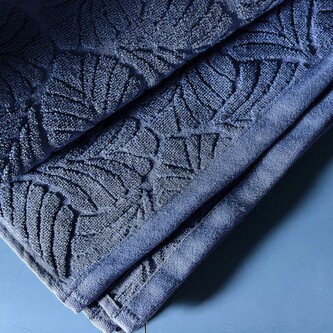 Ręcznik | ESTRELLA | bawełniany niebieski w liście | 50x90 cm | 896922