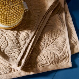 Ręcznik | ESTRELLA | bawełniany beżowy w liście | 50x90 cm | 897011