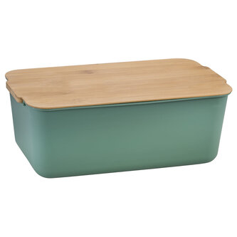 Chlebník s prkénkem, 31 x 18,5 x 12,5 cm, zelený KESPER 58451