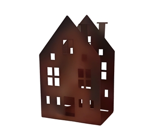 Hnědý kovový domeček, 20 x 12 cm   