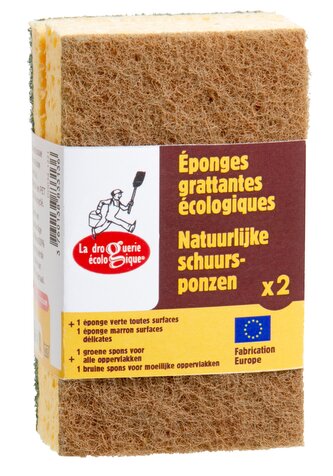 La Droguerie Ecologique by Ecodis Sada houbiček na nádobí - zelená a hnědá (2 ks) - poradí si i s tvrdohlavou špínou