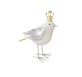 Kovový pták s korunkou 30 cm
