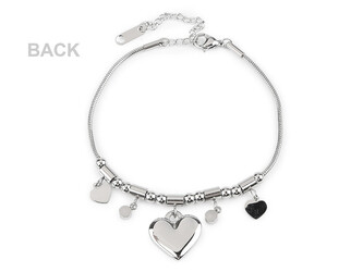 Náramek z nerezové oceli srdce - 1 ks - stříbrná