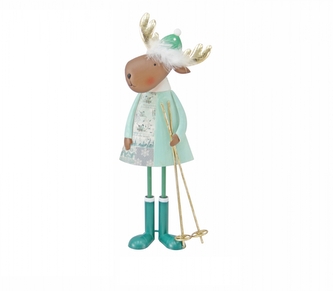 Kovový sob s lyžařskými holemi 44,5 cm