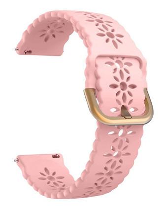 Řemínek s perforováním a přezkovým zapínáním 22mm,Světle růžová se zlatou přezkou