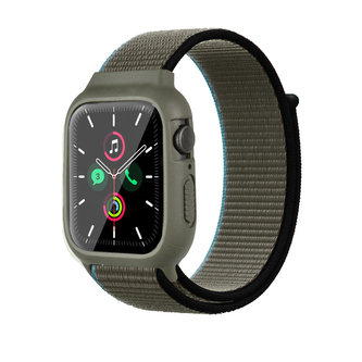 Nylonový set 2v1 pro Apple Watch 42/44/45mm,Khaki-černo-modrá