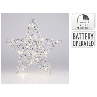 Stojící hvězda s LED světlem a časovačem, 30 cm