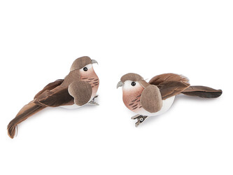 Ptáček s klipem - 2 ks - 4 béžová tm.