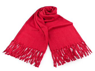 Zimní šála / pléd buklé s třásněmi 65x190 cm - 1 ks - 4 červená