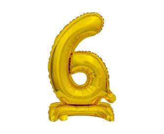 Balon foliowy 38 cm cyfra 6 stojąca złota Party GODAN 464182