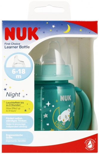 NUK Butelka 150 ml 6m  z uchwytem First Choice Night zielona 10215326