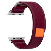 Nylonový řemínek se stahovacím poutkem a sponou pro Apple Watch 42/44/45/46/49mm,Vínová