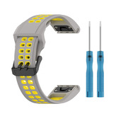 QuickFit perforovaný řemínek s přezkou 22mm,Šedo-Žlutý