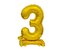 Balon foliowy 38 cm cyfra 3 stojąca złota Party GODAN BC-ATZ3