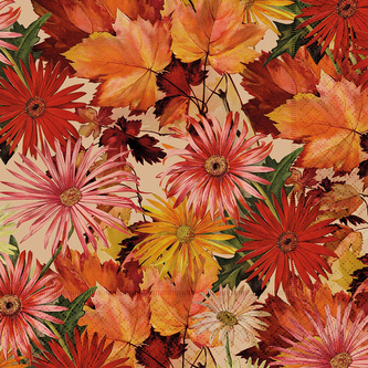 Papírový ubrousek Orange Autumn Plants