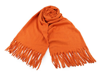 Zimní šála / pléd buklé s třásněmi 65x190 cm - 1 ks - 3 oranžová střední