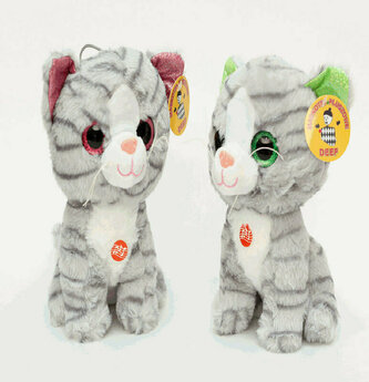 Pluszak 23 cm Kot z głosem siedzący pręgowany DEEF DE.4206