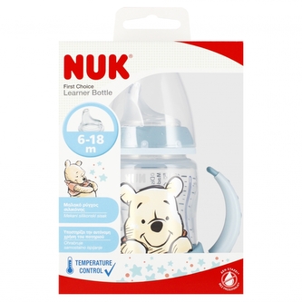 NUK Butelka 150 ml 6m  z uchwytem First Choice Kubuś niebieska 10743945