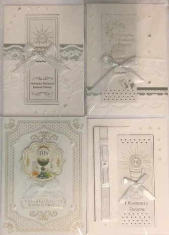 Karnet Komunia ręcznie robiony C5 + koperta