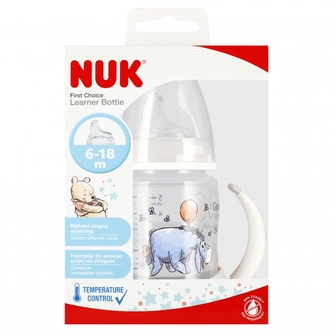 NUK Butelka 150 ml 6m  z uchwytem First Choice Osiołek popielata 10743945