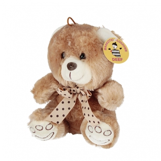 Pluszak Miś 20cm z kokardą w grochy DEEF 04271   DE