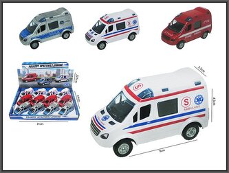Auto Strażackie metalowe Mini Van 8cm HIPO HKG068