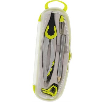 Cyrkiel metalowy 4-elementowy w etui FLAMINGO 51004