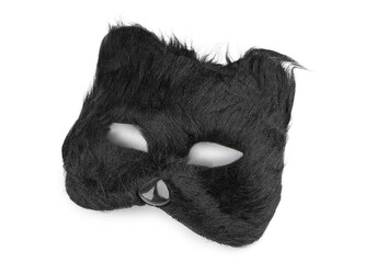 Karnevalová maska - škraboška chlupatá kočka - 1 ks - 3 černá