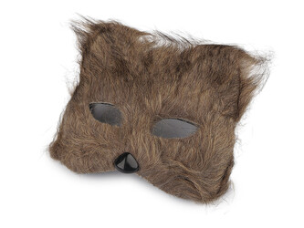 Karnevalová maska - škraboška chlupatá kočka - 1 ks - 2 béžová