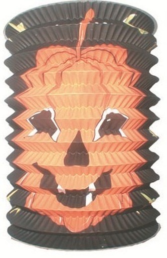 Lampion válec černý s dýní, 15cm