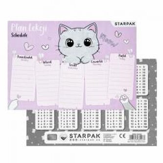 Plan lekcji z tabliczką mnożenia Kitty (25szt)