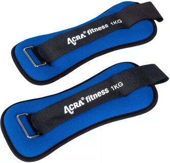 ACRA Závaží na zápěstí/kotníky 1kg fitness doplněk set 1 pár modrá