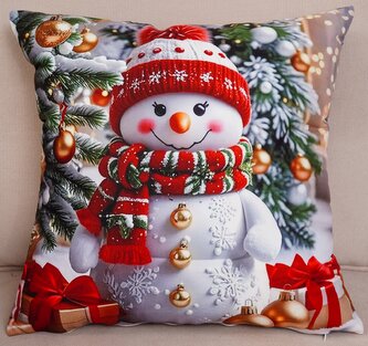 Vánoční polštář HAPPY SNOWMAN II. 40x40 cm Mybesthome