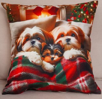 Vánoční polštář CHRISTMAS DOGS 40x40 cm Mybesthome