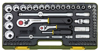 Zestaw kluczy nasadowych Proxxon 1/2 i 1/4 cala [65 elementów]