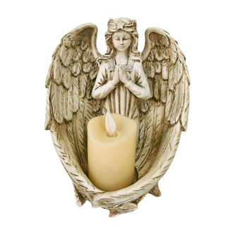 LED anděl polyresin se svíčkou 17 x 15 x 18 cm