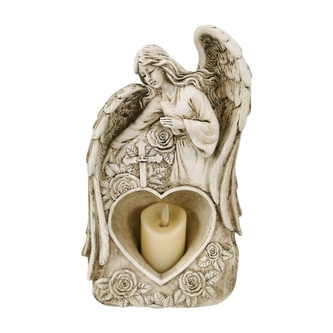 LED anděl polyresin se svíčkou 17 x 10 x 27 cm