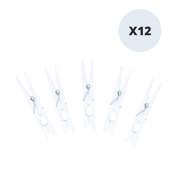 MSV velké kolíčky na prádlo, 12 ks, bílé, plast, 8,5 cm