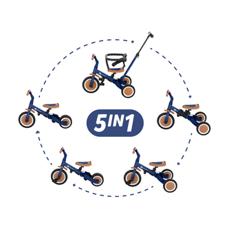 PETITE&MARS Tříkolka multifunkční 5v1 Turbo Enigmatic Blue